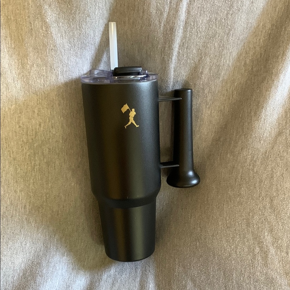 Tumbler black  with Handle and Straw 40oz Baseballism